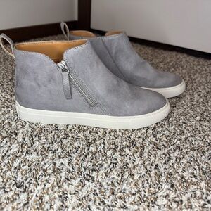 J.Crew Women’s Gray Suede Ankle Sneakers Zip Side Casual Shoes Size 8